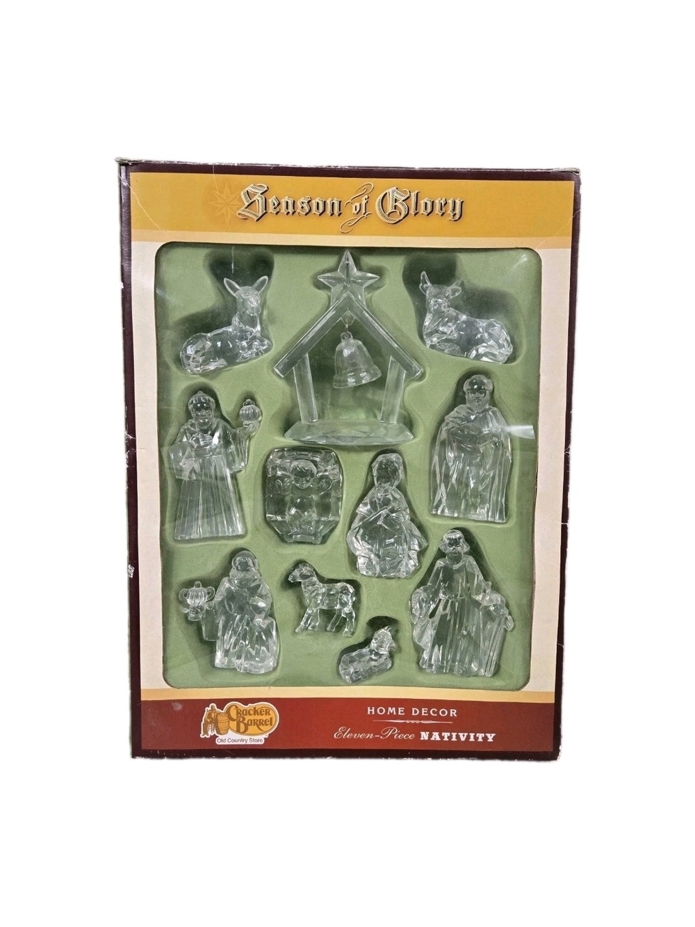 Cracker Barrel 11 Pc Nativity Christmas Set Seasons Of Glory Clear Home Decor